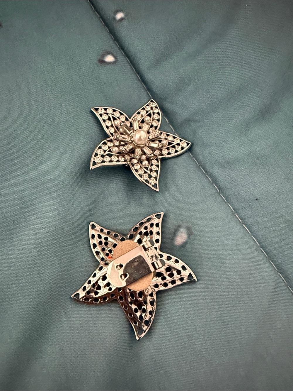 Crystal Star Flower Clip-On shoe accessories - Silver